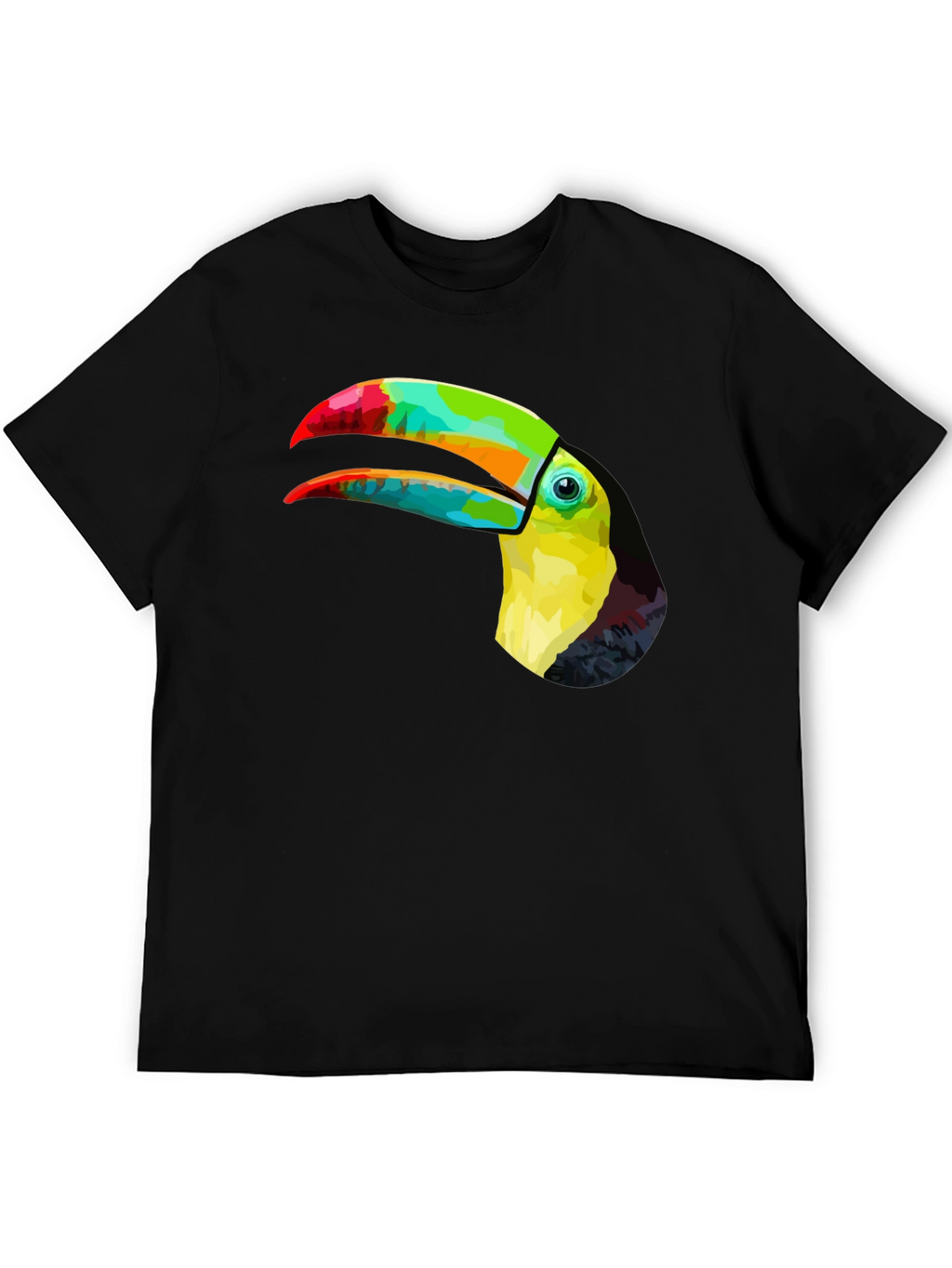 Vibrant Toucan Graphic Tee - Stylish Mens Black T-Shirt