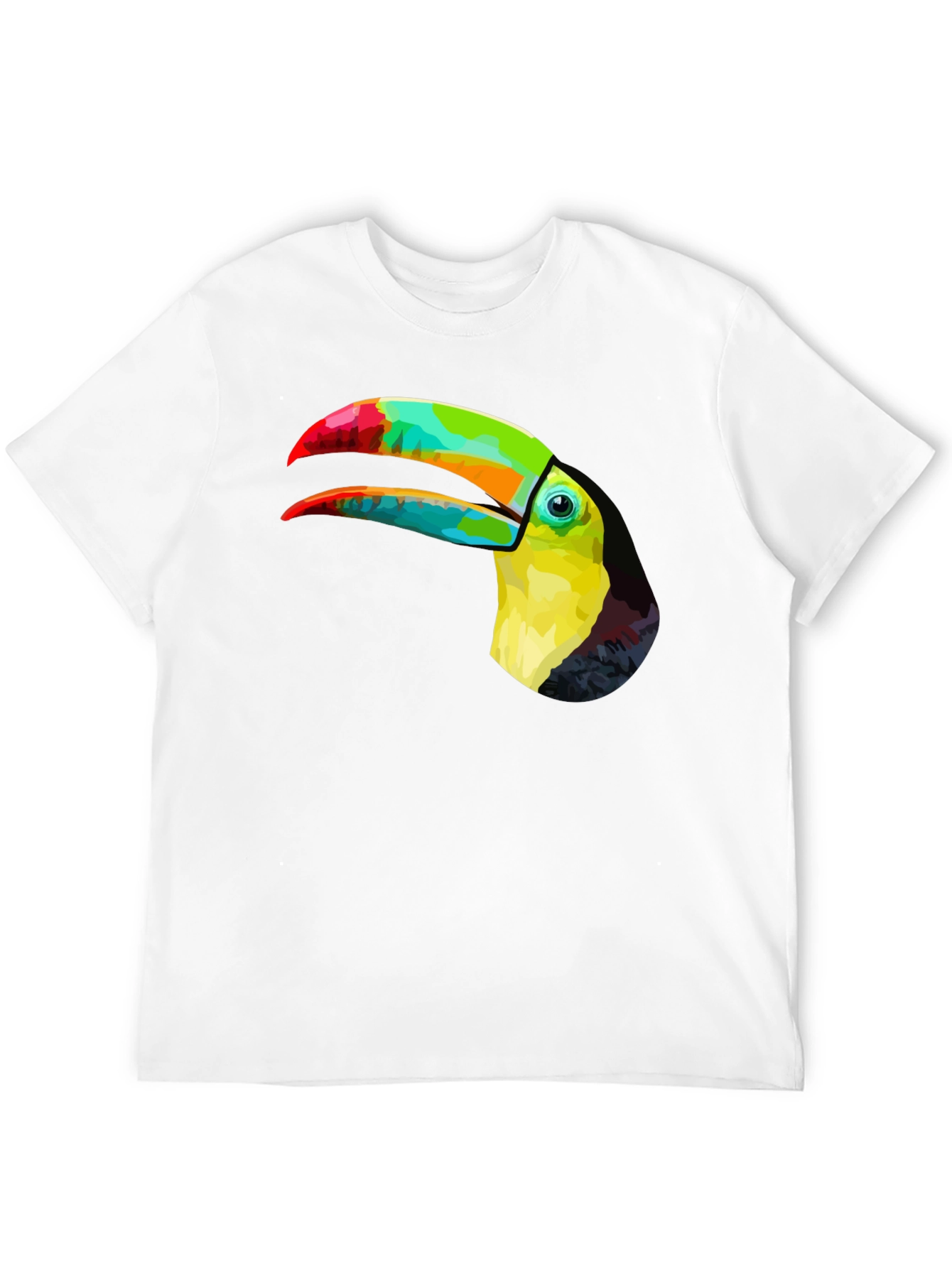 Vibrant Toucan Graphic Tee - Stylish Mens Black T-Shirt