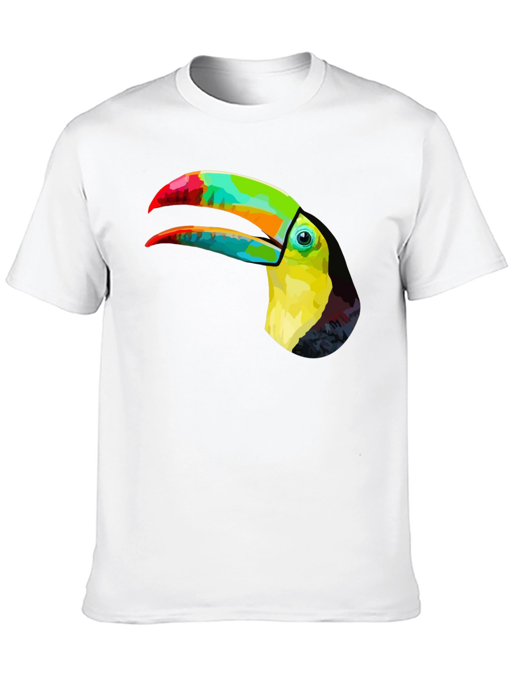 Vibrant Toucan Graphic Tee - Stylish Mens Black T-Shirt