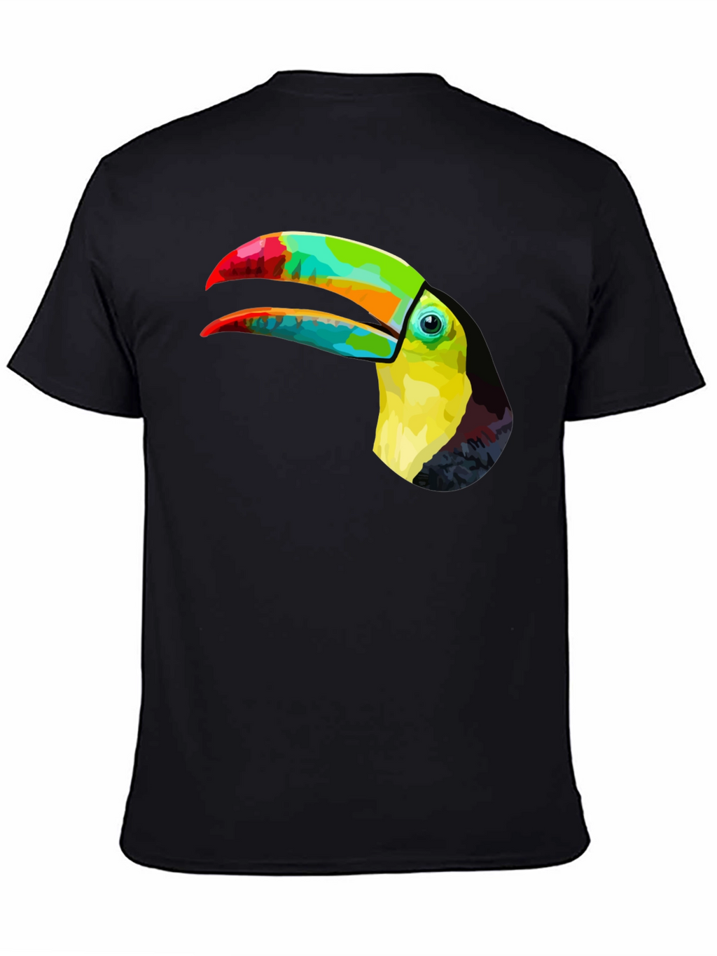 Vibrant Toucan Graphic Tee - Stylish Mens Black T-Shirt