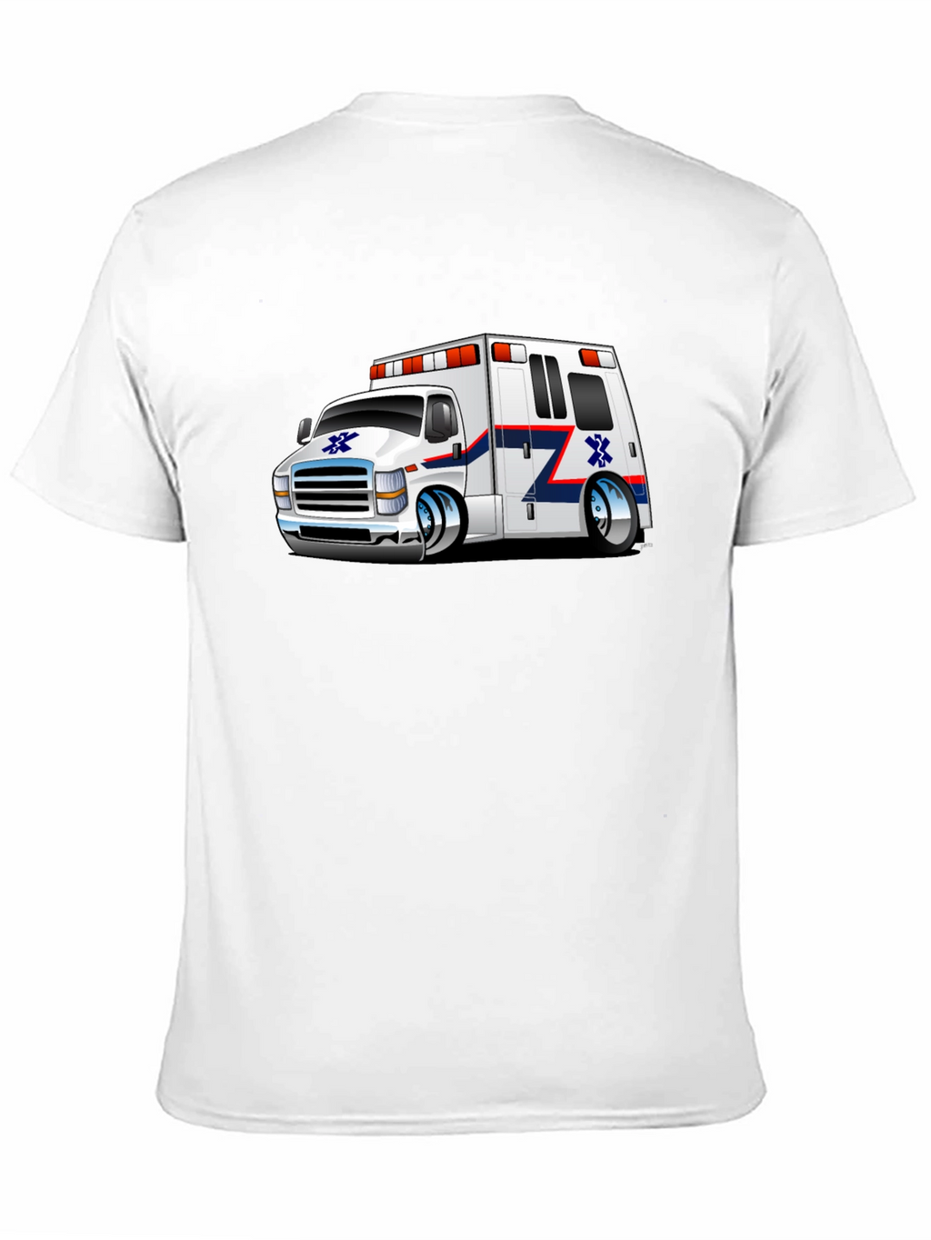 Cartoon Ambulance Graphic T-Shirt - Black Cotton Blend