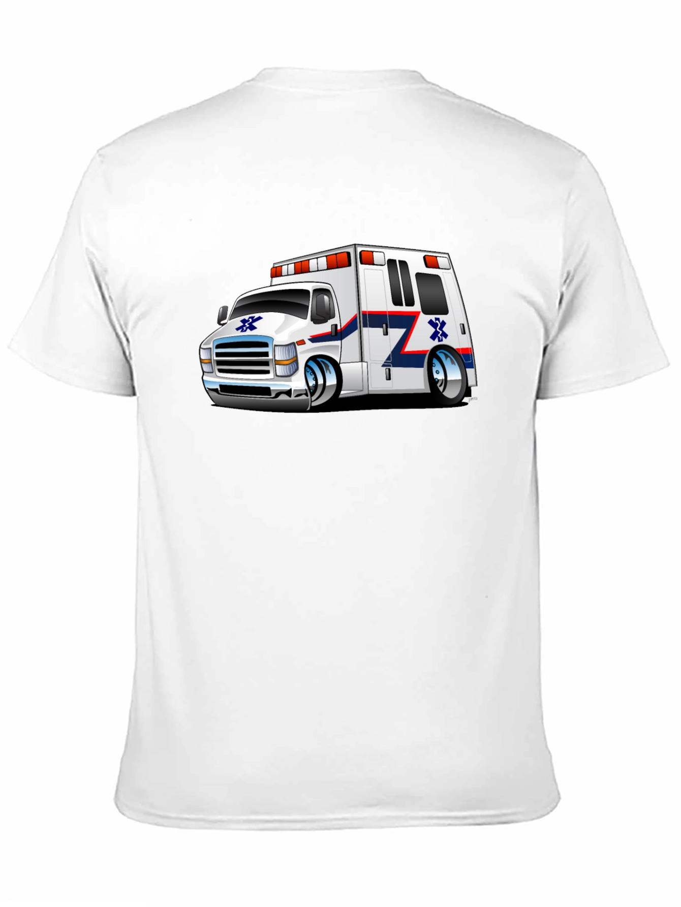 Cartoon Ambulance Graphic T-Shirt - Black Cotton Blend
