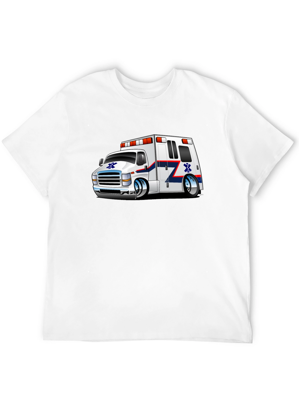 Cartoon Ambulance Graphic T-Shirt - Black Cotton Blend
