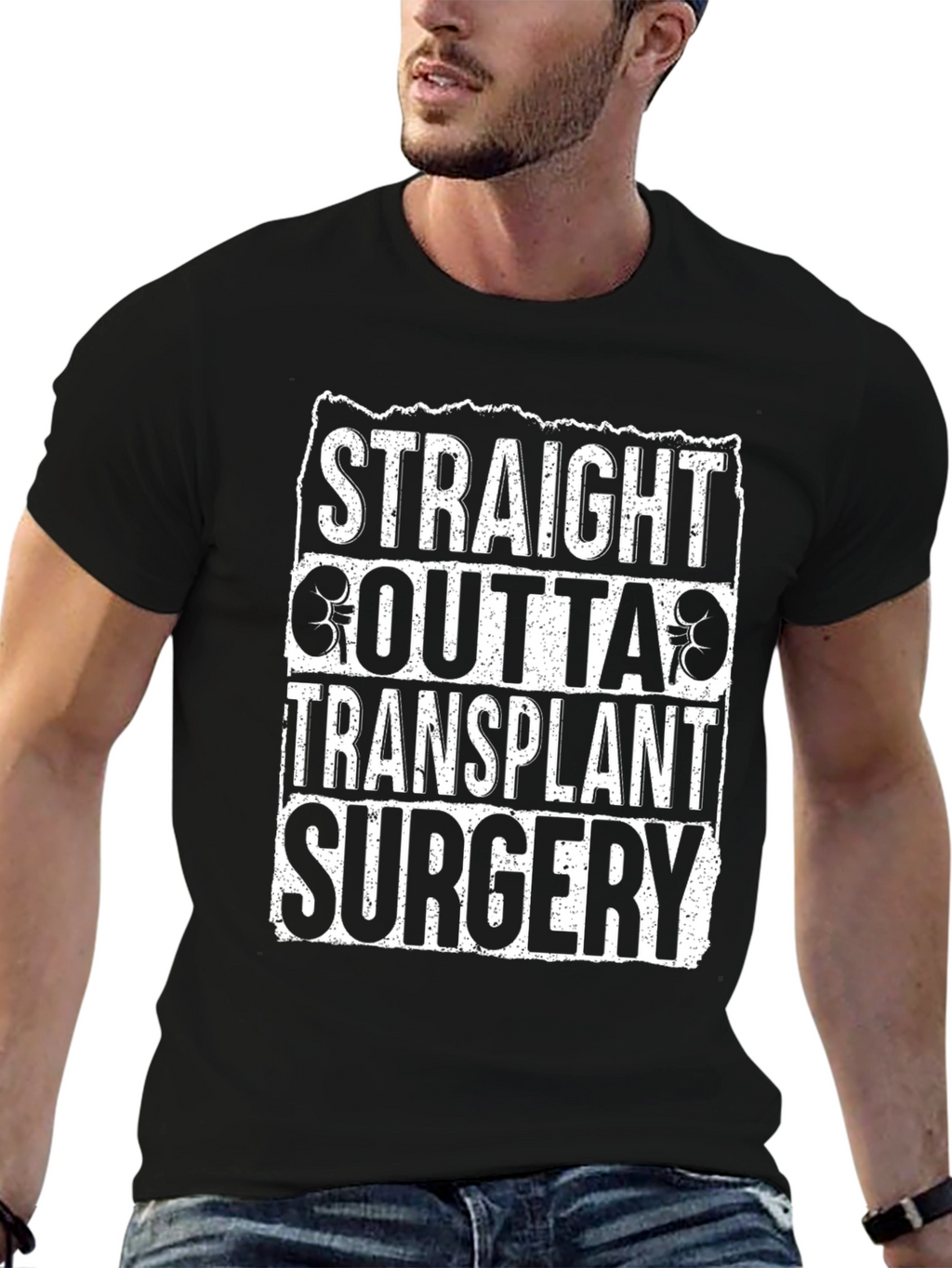 Straight Outta Transplant Surgery Black T-Shirt