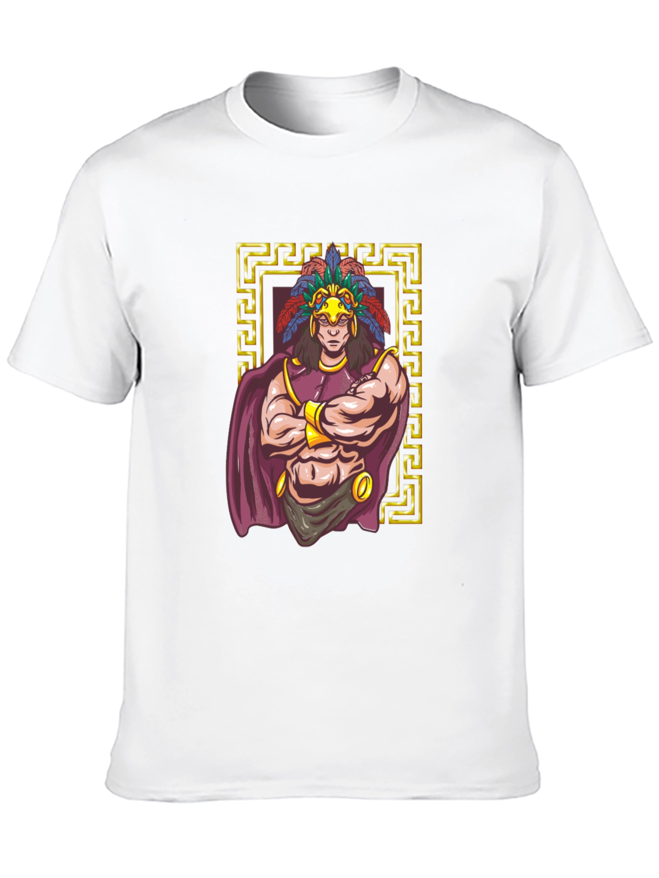 Aztec Warrior Graphic Tee - Black Cotton T-Shirt