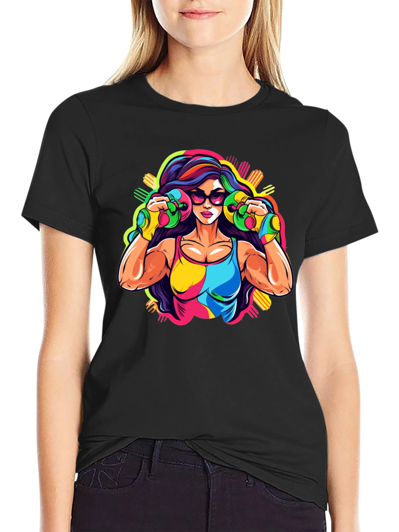 Retro Fitness Graphic Tee - Black