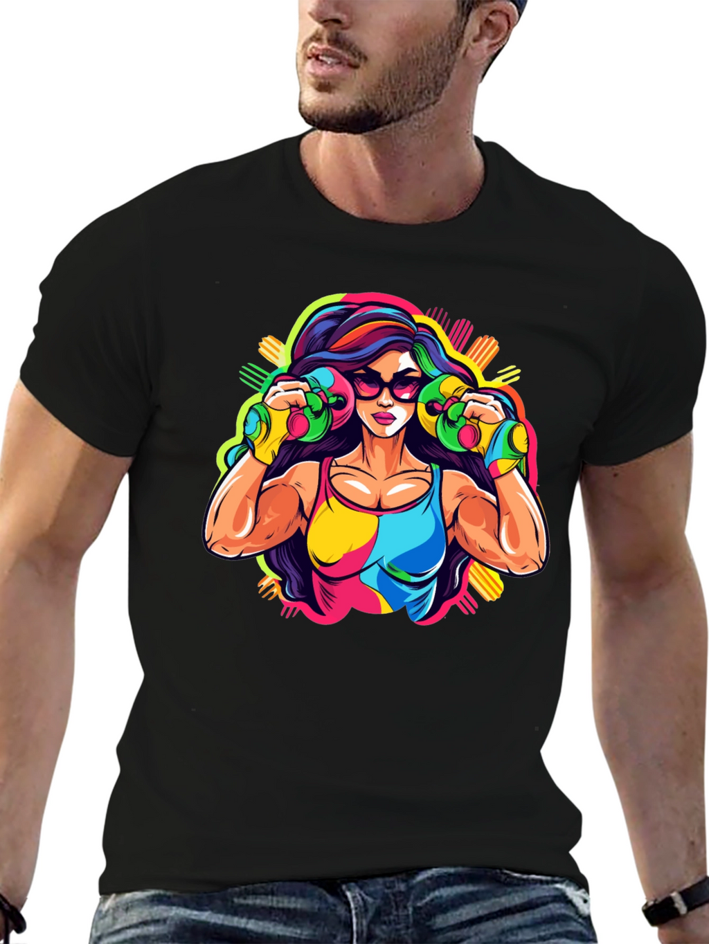 Retro Fitness Graphic Tee - Black