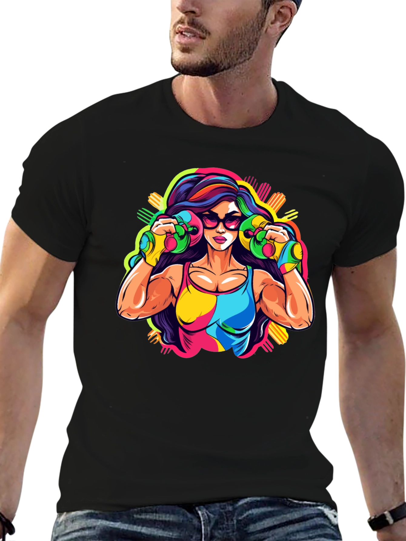 Retro Fitness Graphic Tee - Black