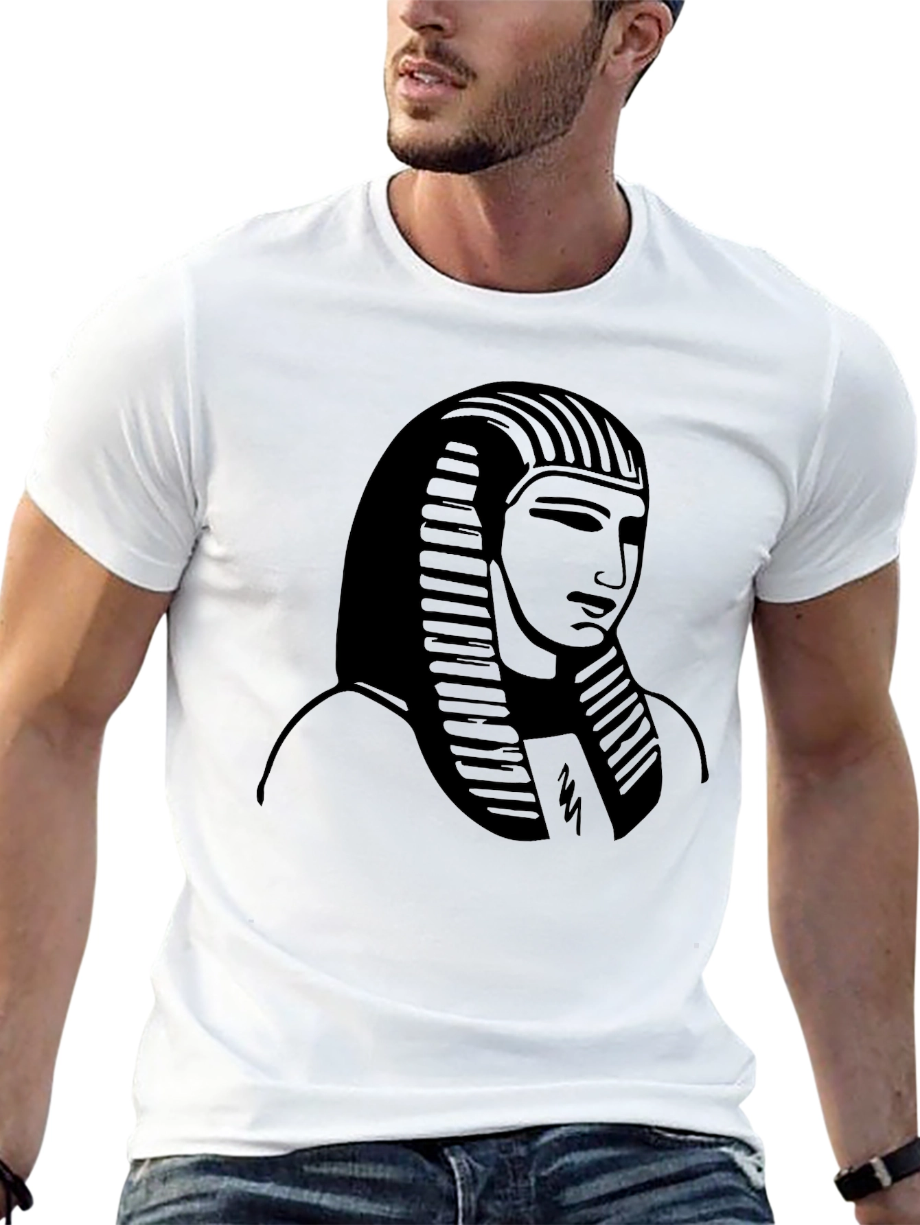 Egyptian Pharaoh Graphic Print Black T-Shirt