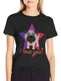 I Love You Pug Star Graphic T-Shirt