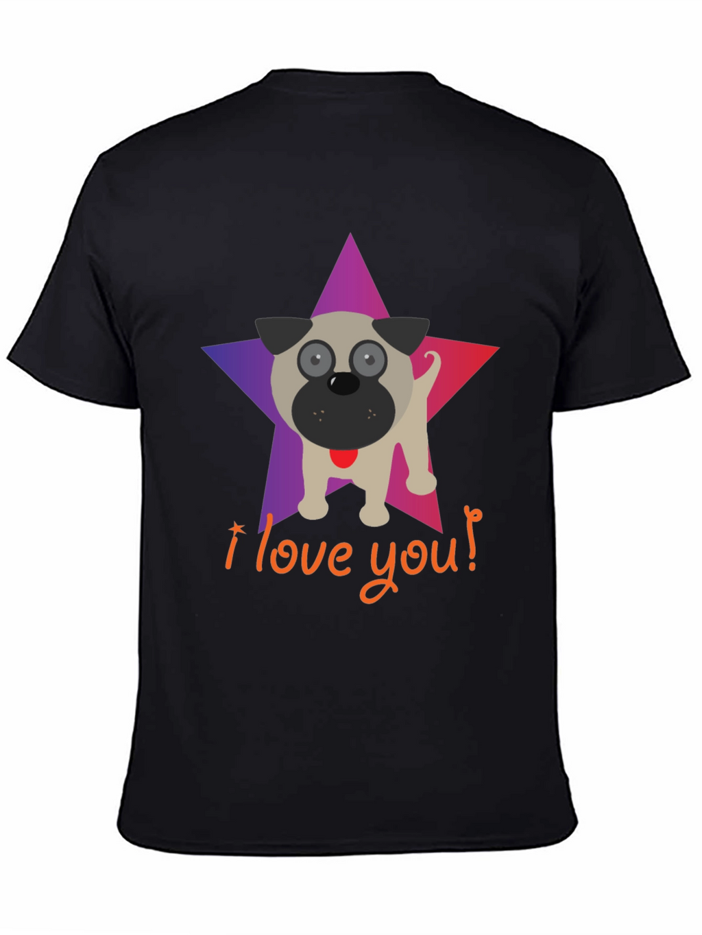 I Love You Pug Star Graphic T-Shirt