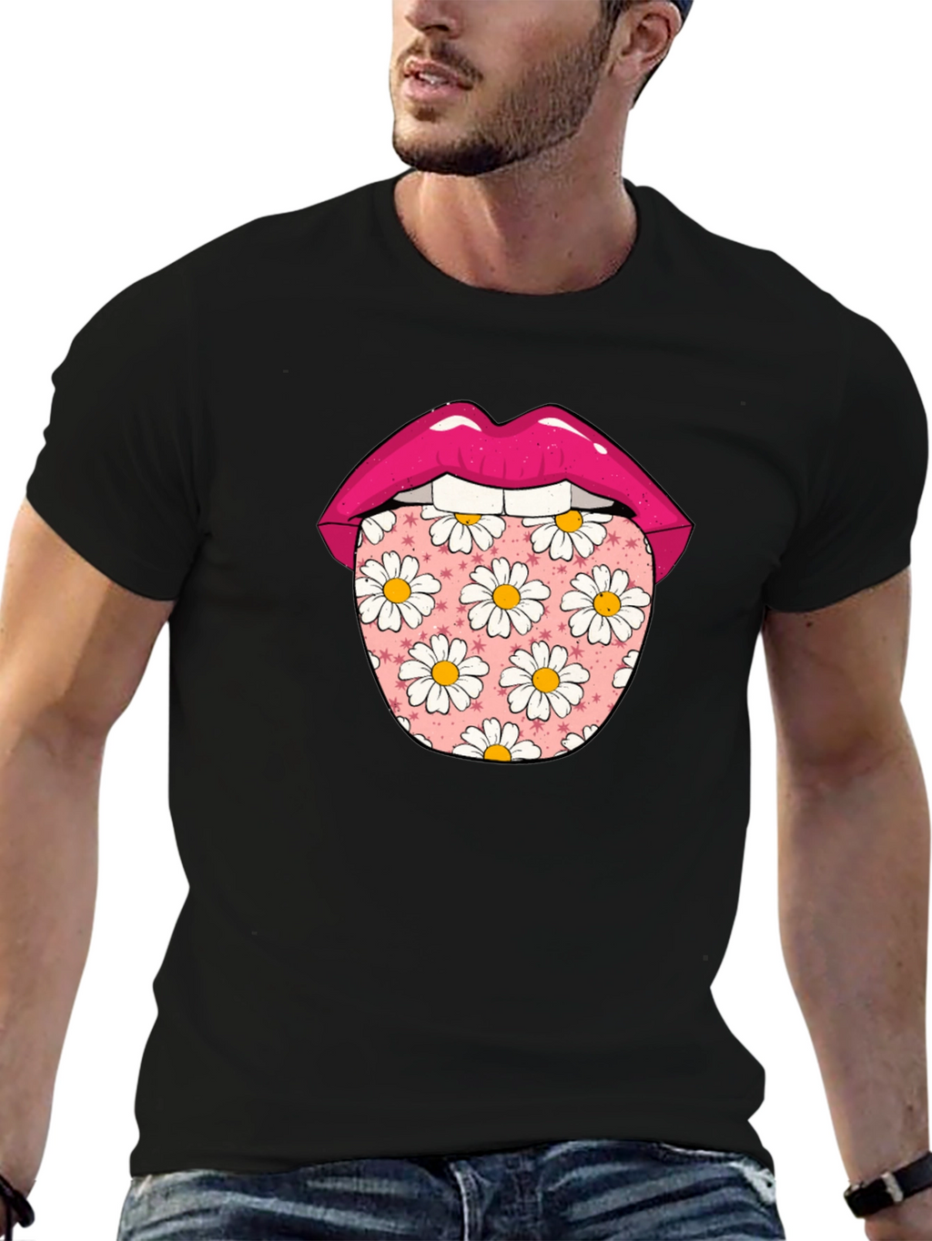 Daisy Tongue Graphic T-Shirt - Funky Black Tee