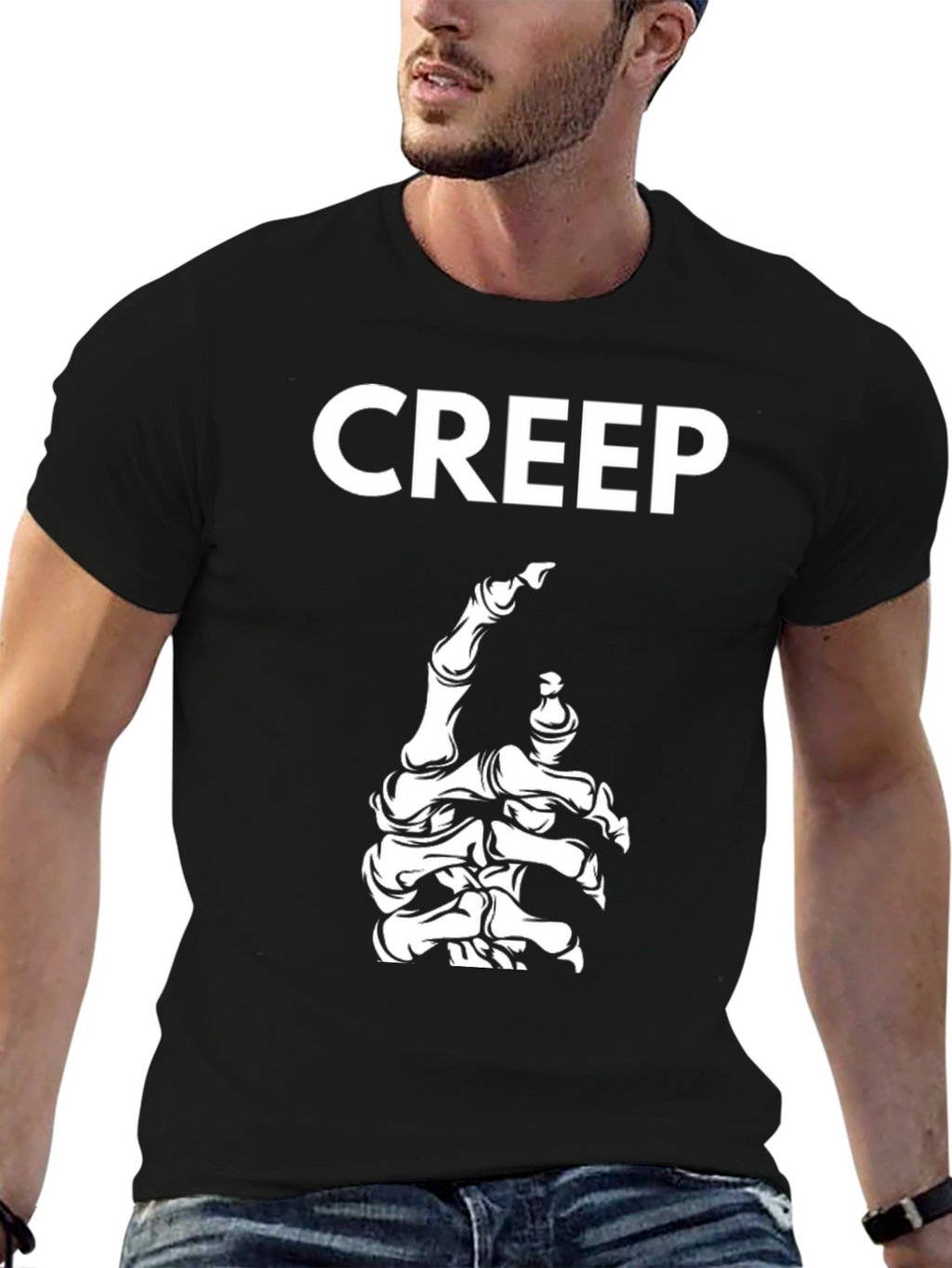 Creep Skeleton Hand Graphic T-Shirt