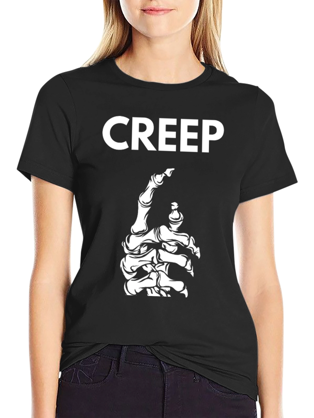 Creep Skeleton Hand Graphic T-Shirt