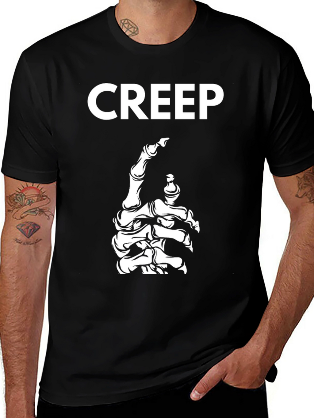 Creep Skeleton Hand Graphic T-Shirt