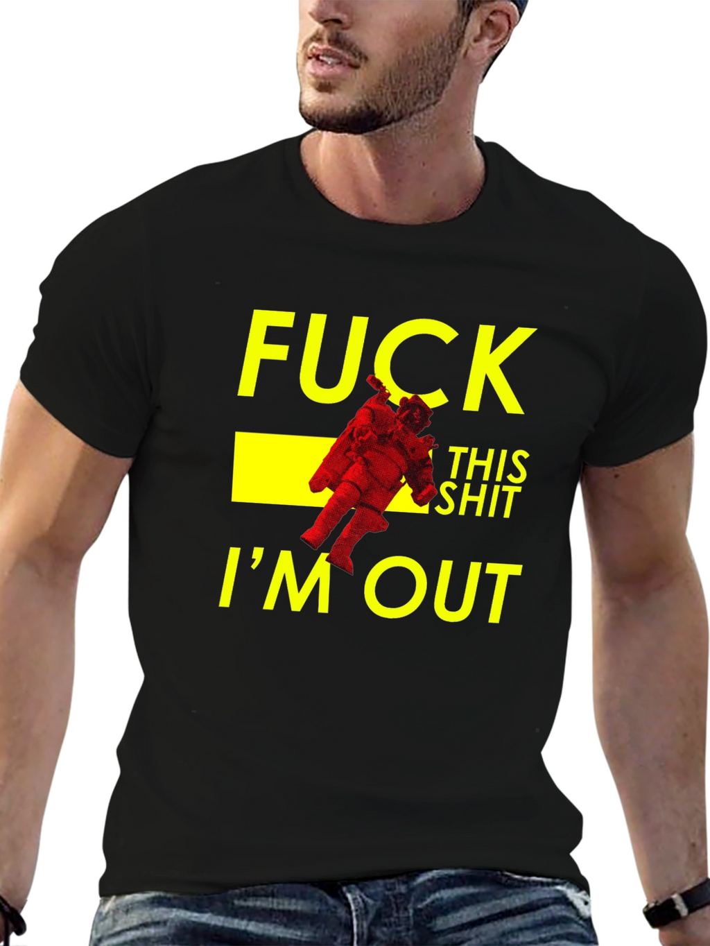 Funny Astronaut Im Out Black T-Shirt