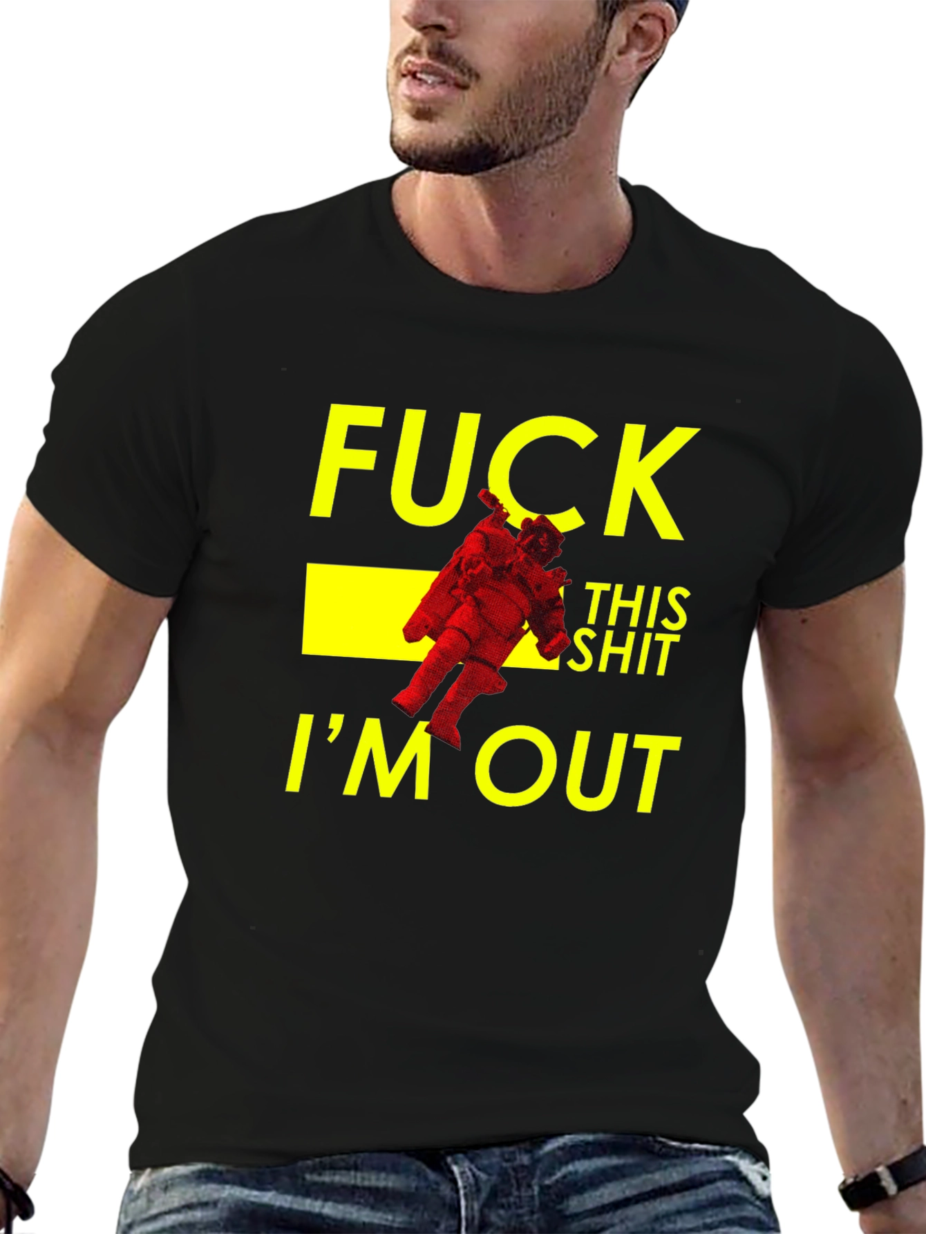 Funny Astronaut Im Out Black T-Shirt