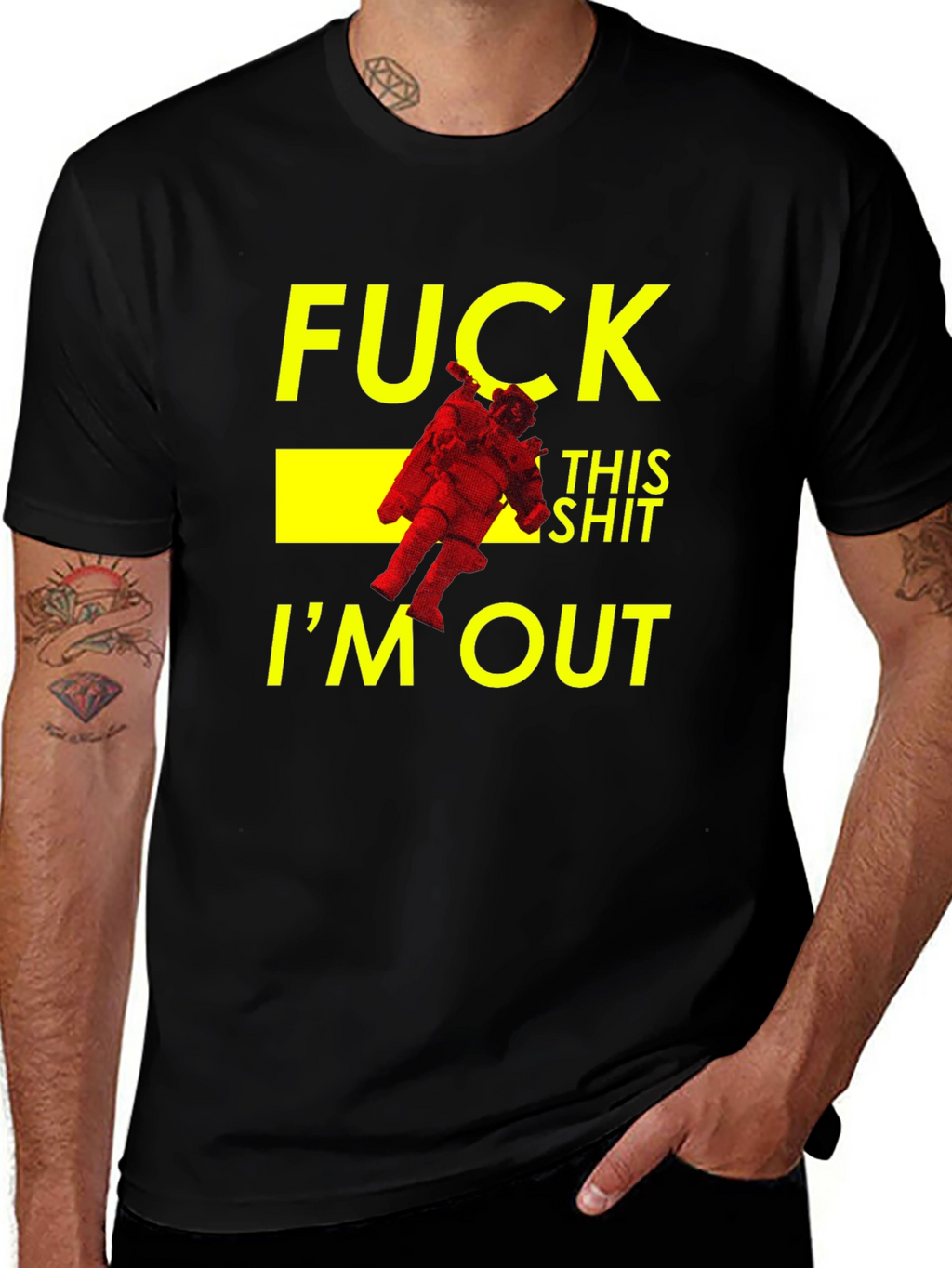 Funny Astronaut Im Out Black T-Shirt