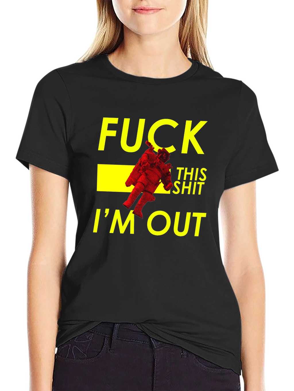 Funny Astronaut Im Out Black T-Shirt