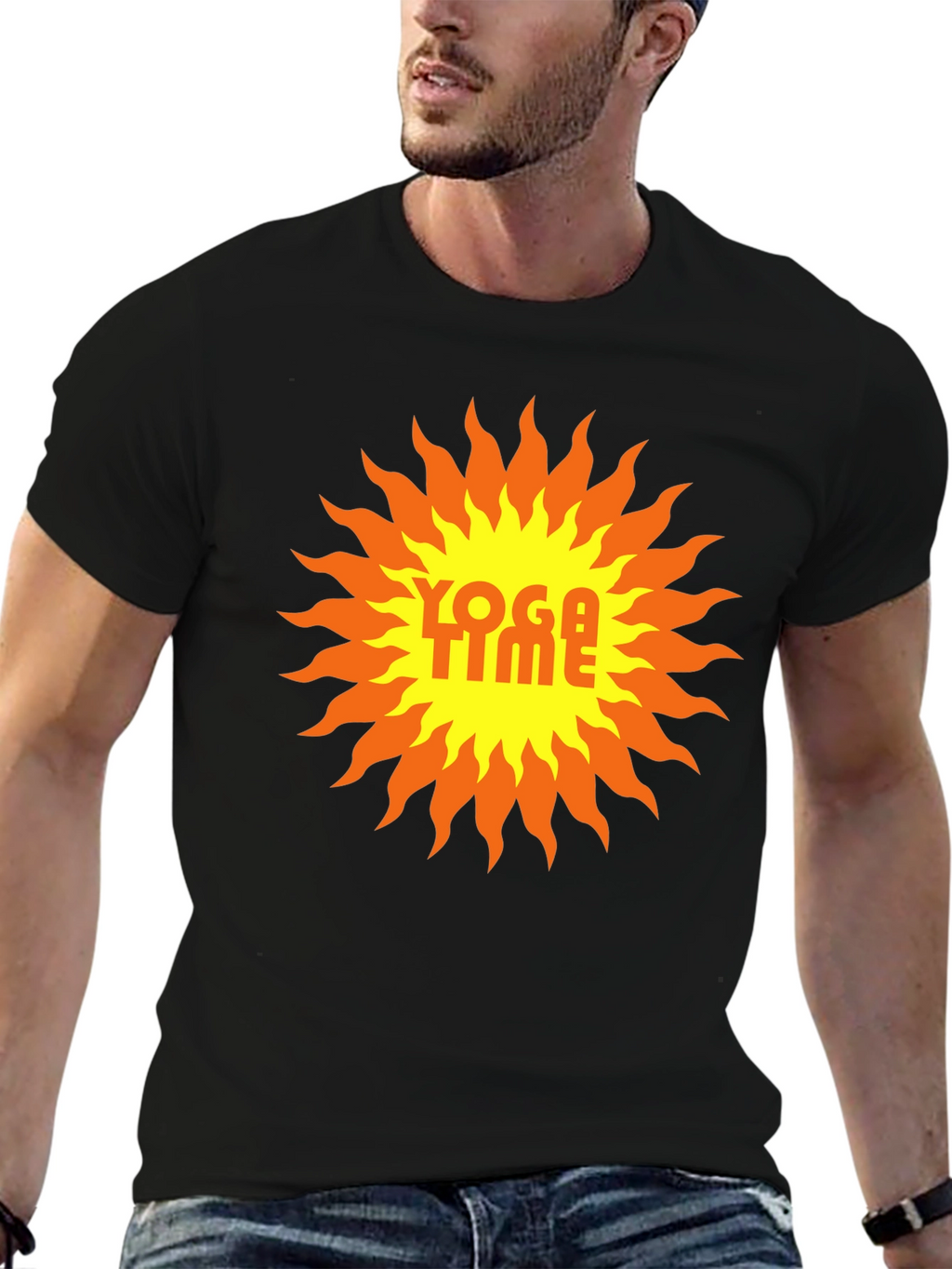 Yoga Time Graphic Tee - Sunburst Design