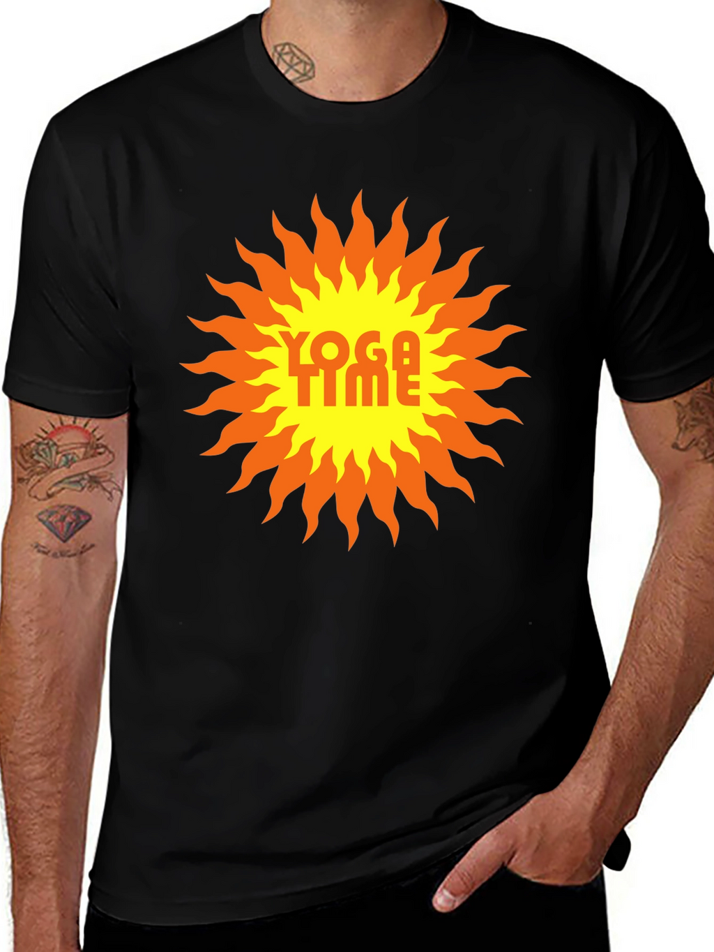 Yoga Time Graphic Tee - Sunburst Design