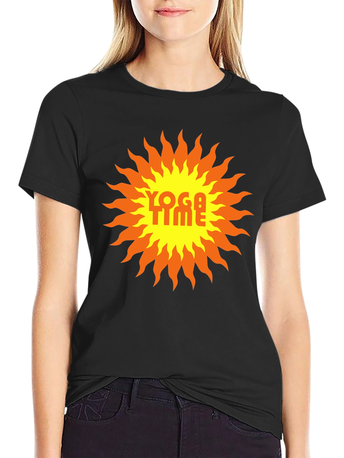 Yoga Time Graphic Tee - Sunburst Design