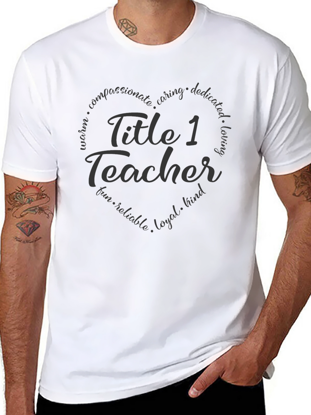 Title 1 Teacher Heart Graphic T-Shirt