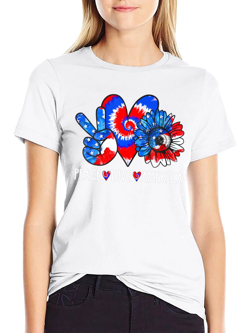 Peace Love America Patriotic Graphic T-Shirt