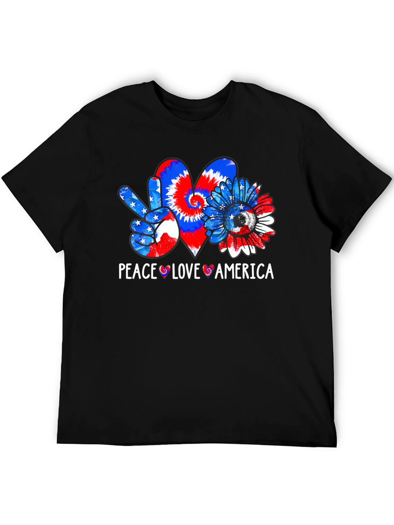 Peace Love America Patriotic Graphic T-Shirt