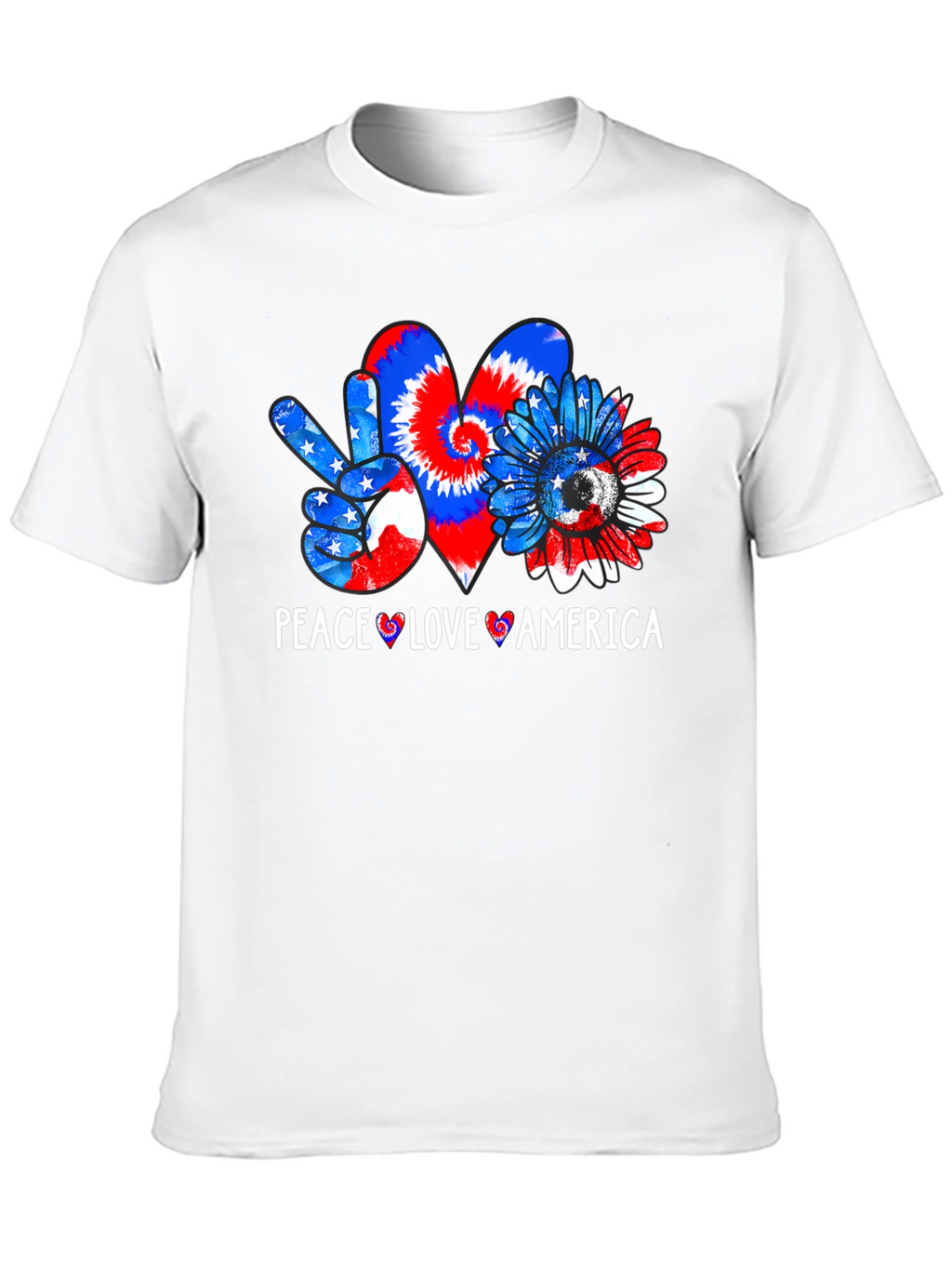 Peace Love America Patriotic Graphic T-Shirt