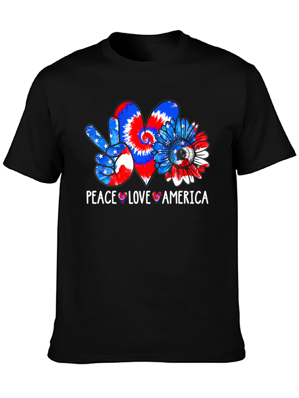 Peace Love America Patriotic Graphic T-Shirt