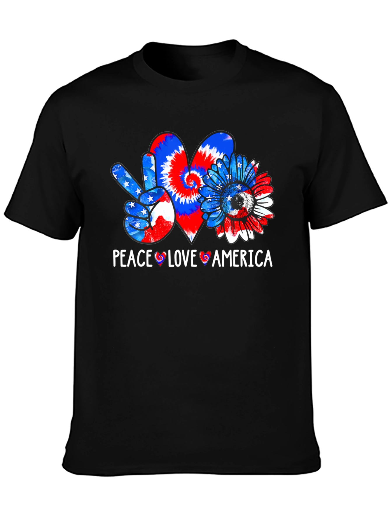 Peace Love America Patriotic Graphic T-Shirt