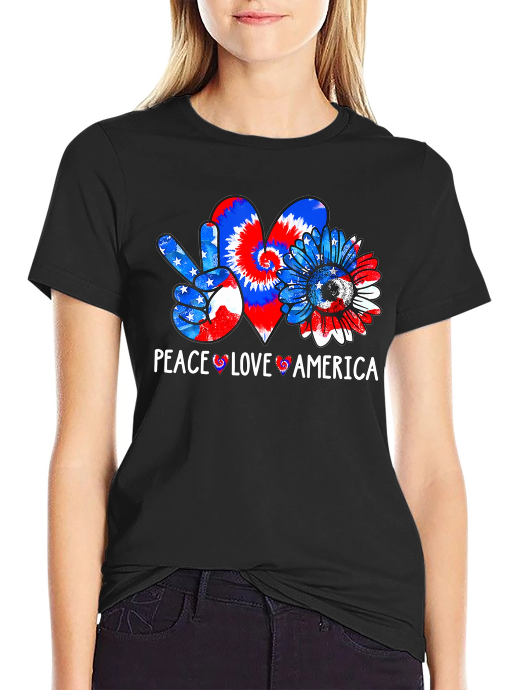 Peace Love America Patriotic Graphic T-Shirt