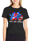 Peace Love America Patriotic Graphic T-Shirt