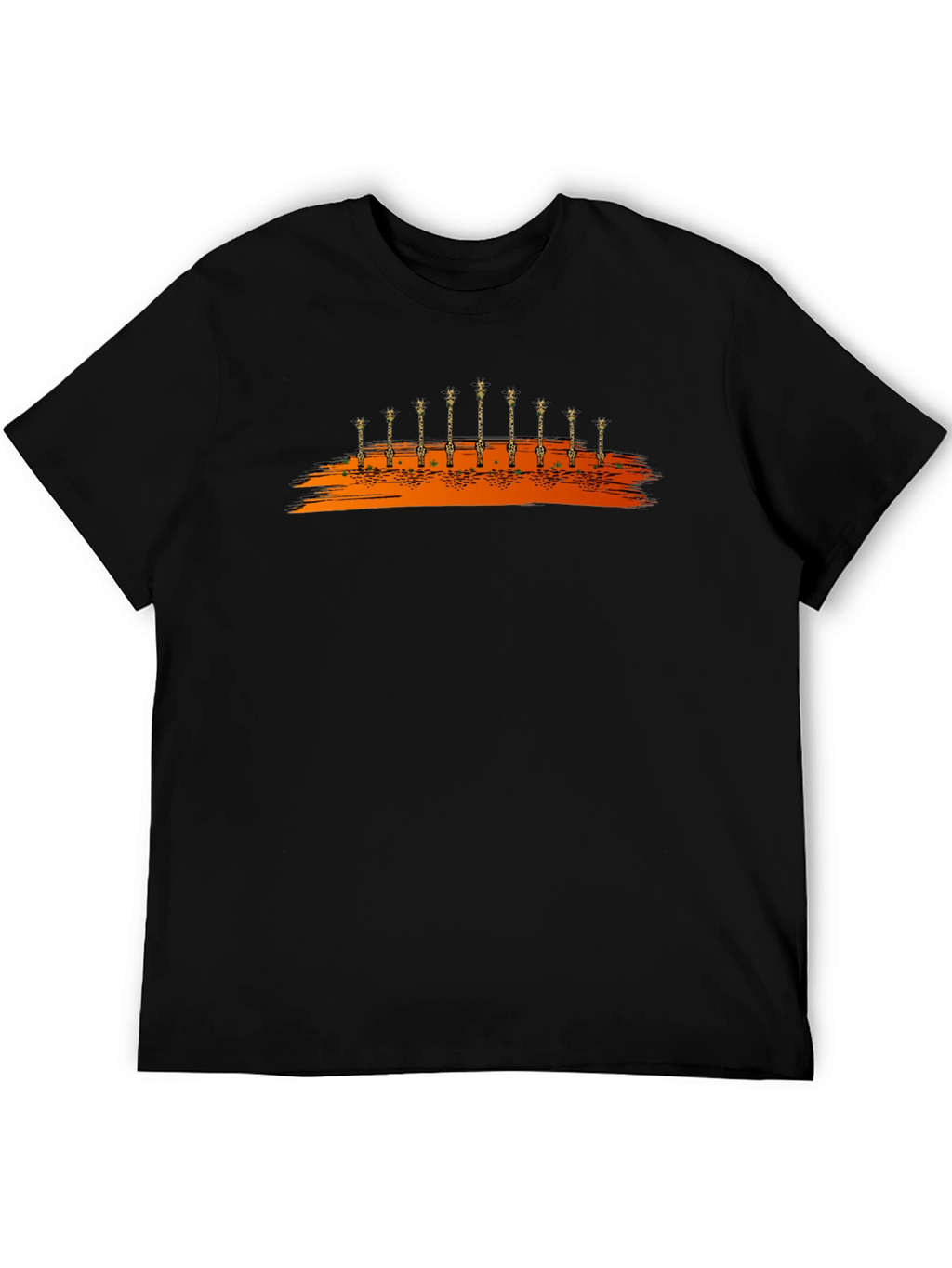 Giraffe Silhouette Graphic Black T-Shirt