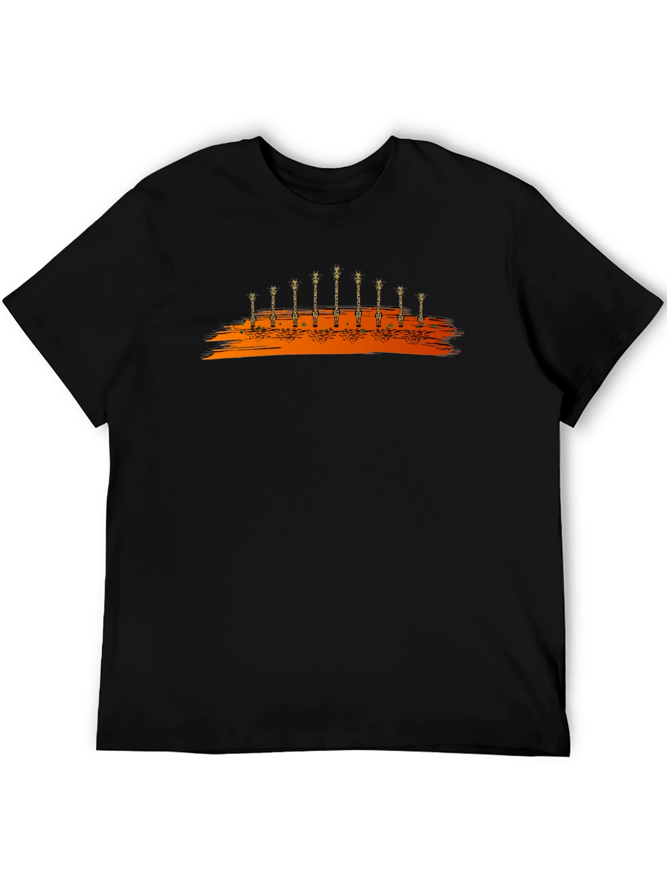 Giraffe Silhouette Graphic Black T-Shirt