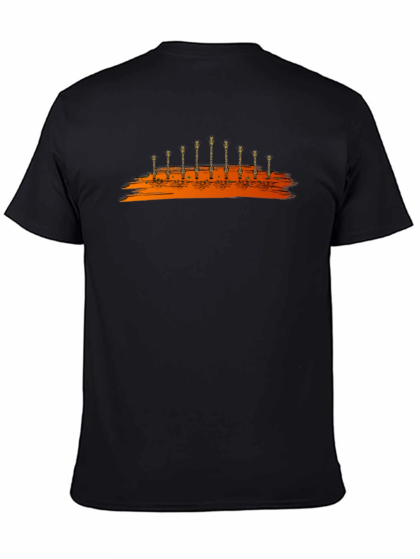 Giraffe Silhouette Graphic Black T-Shirt