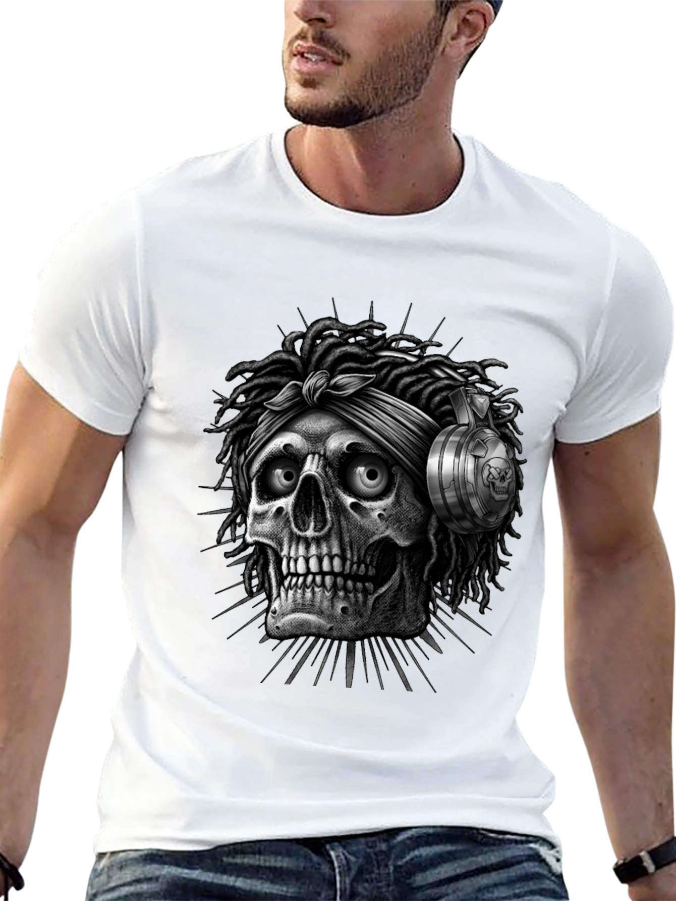 Skull with Dreadlocks Graphic Tee