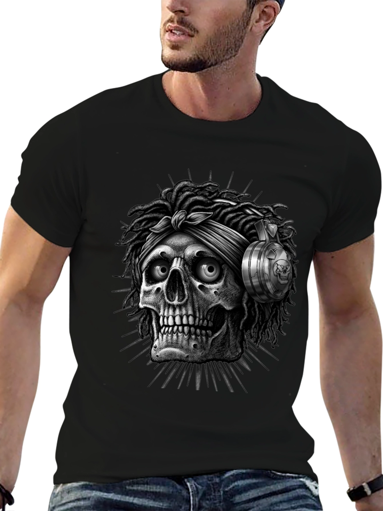 Skull with Dreadlocks Graphic Tee