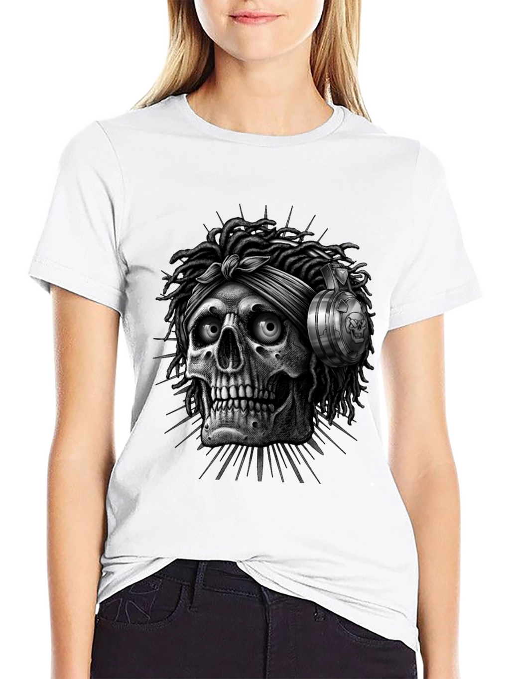 Skull with Dreadlocks Graphic Tee