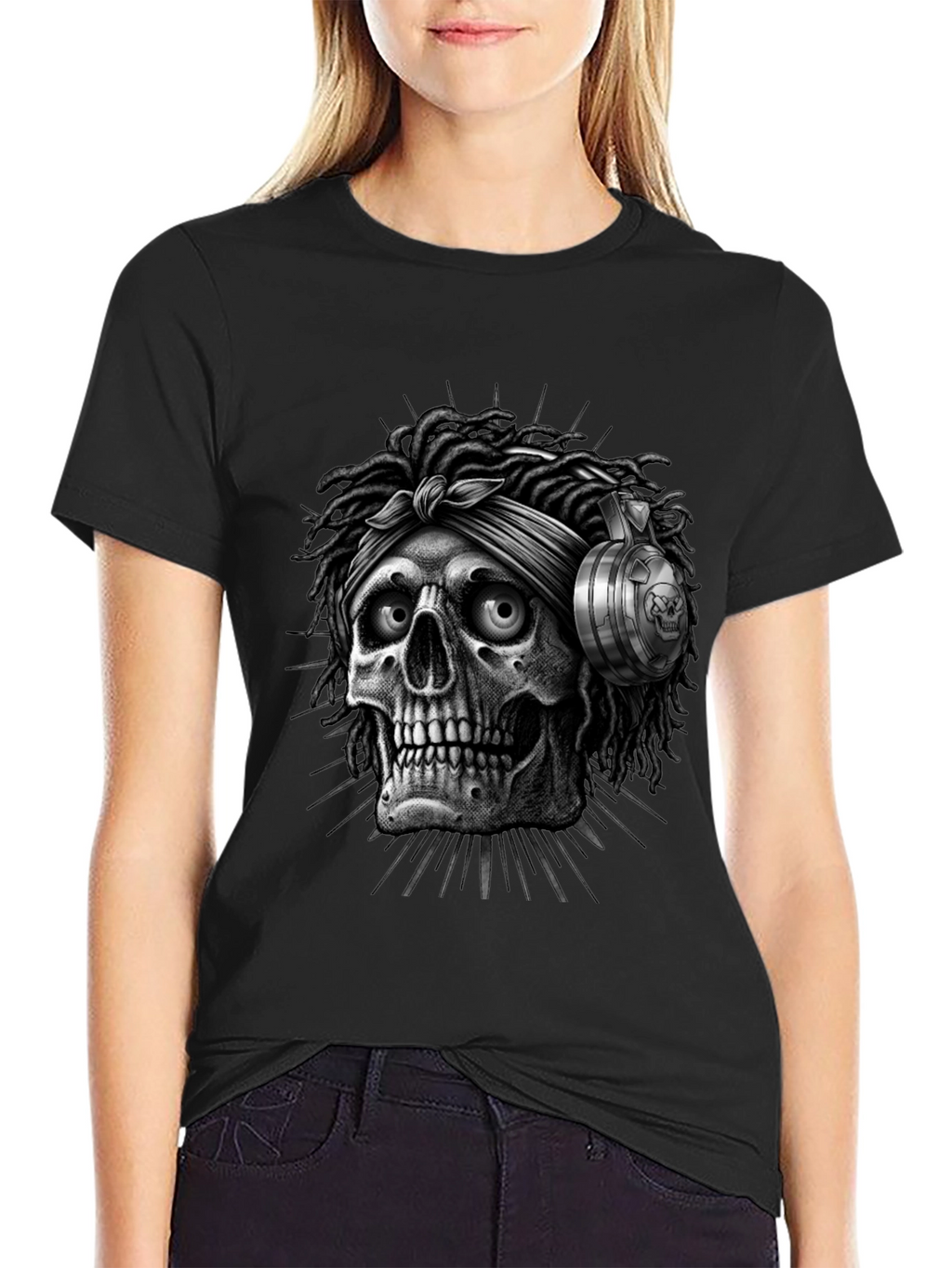 Skull with Dreadlocks Graphic Tee