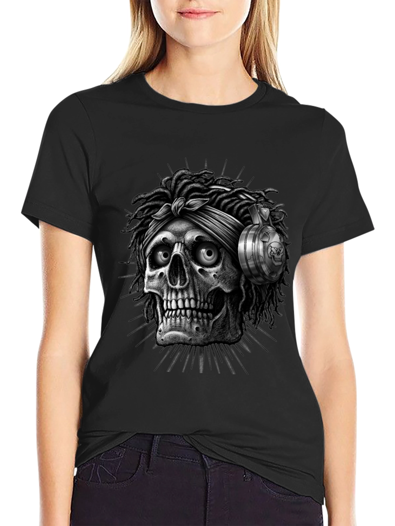 Skull with Dreadlocks Graphic Tee