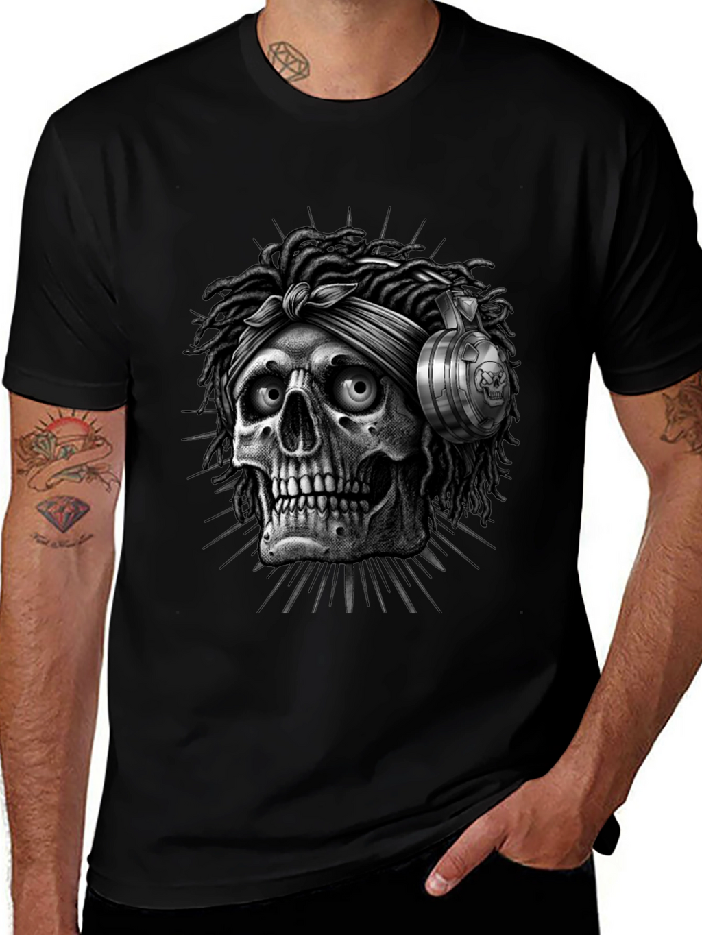 Skull with Dreadlocks Graphic Tee