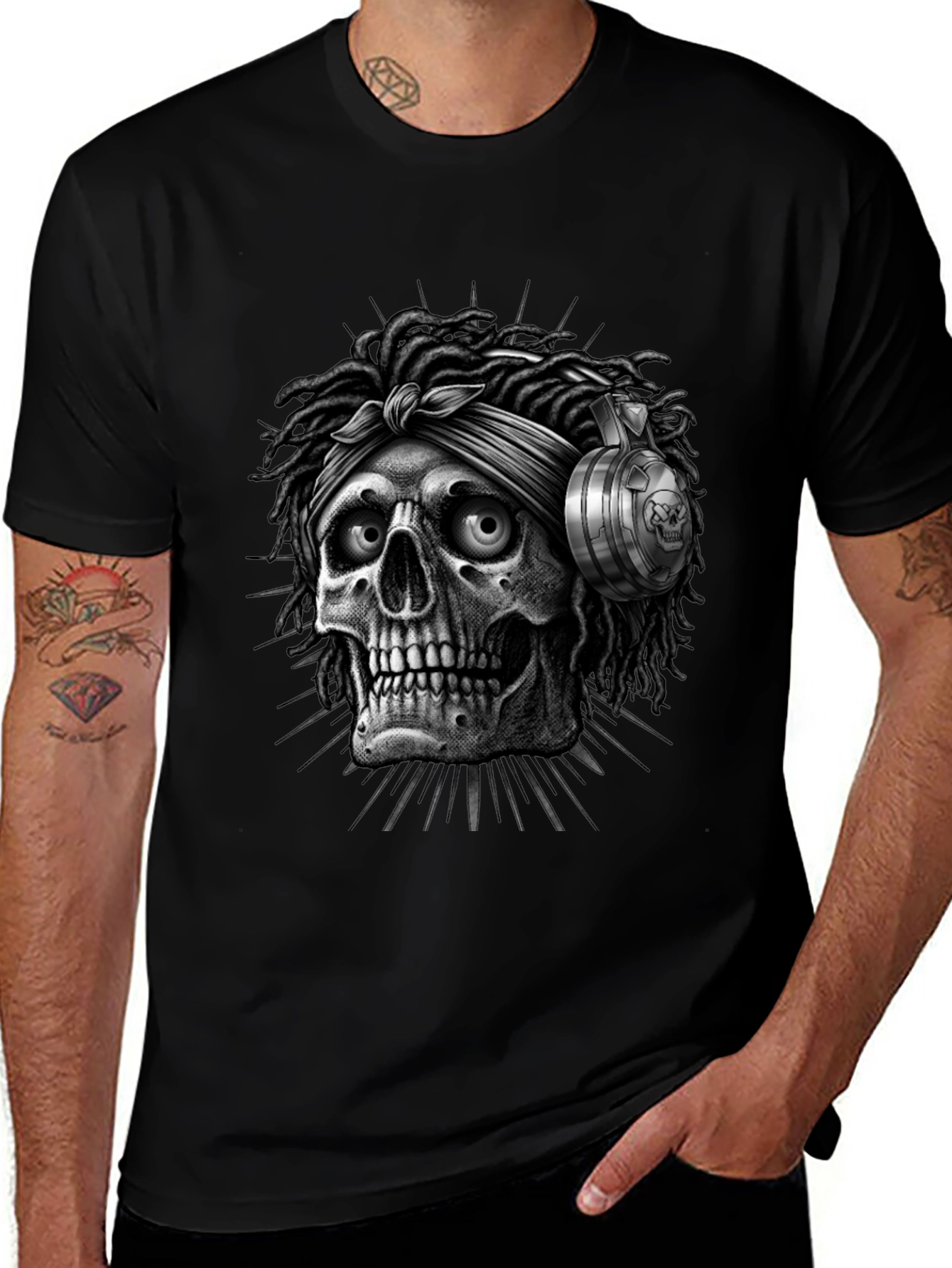 Skull with Dreadlocks Graphic Tee