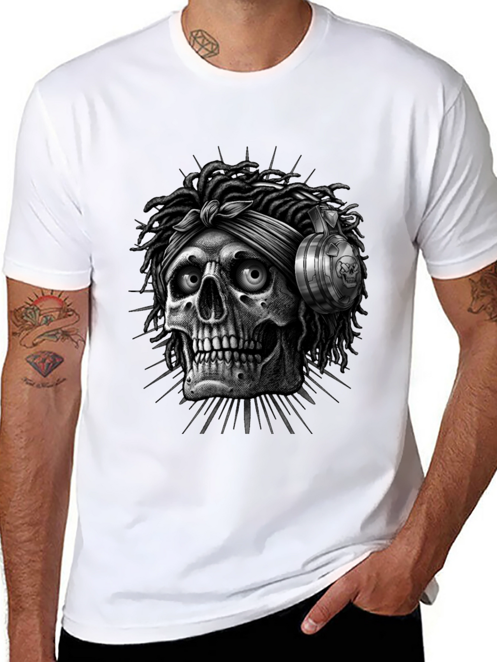 Skull with Dreadlocks Graphic Tee