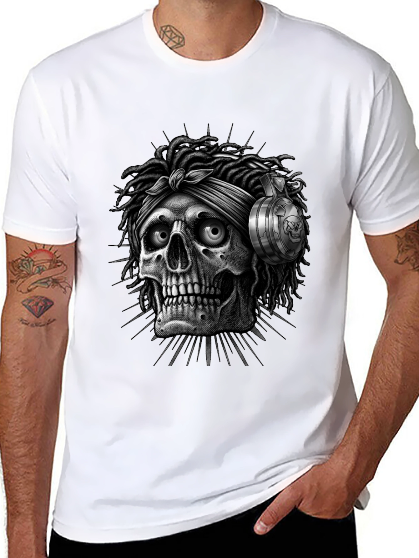 Skull with Dreadlocks Graphic Tee