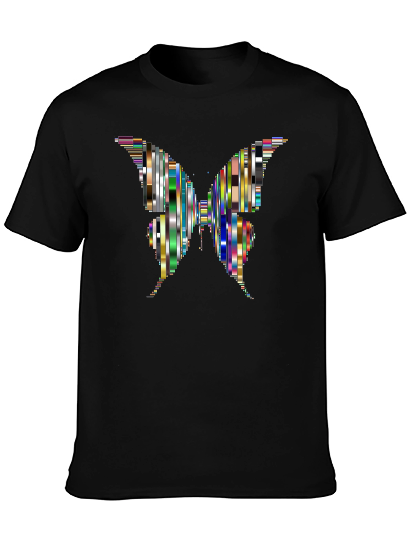 Abstract Butterfly Graphic Black T-Shirt