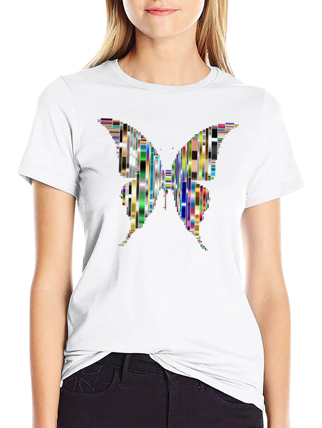 Abstract Butterfly Graphic Black T-Shirt