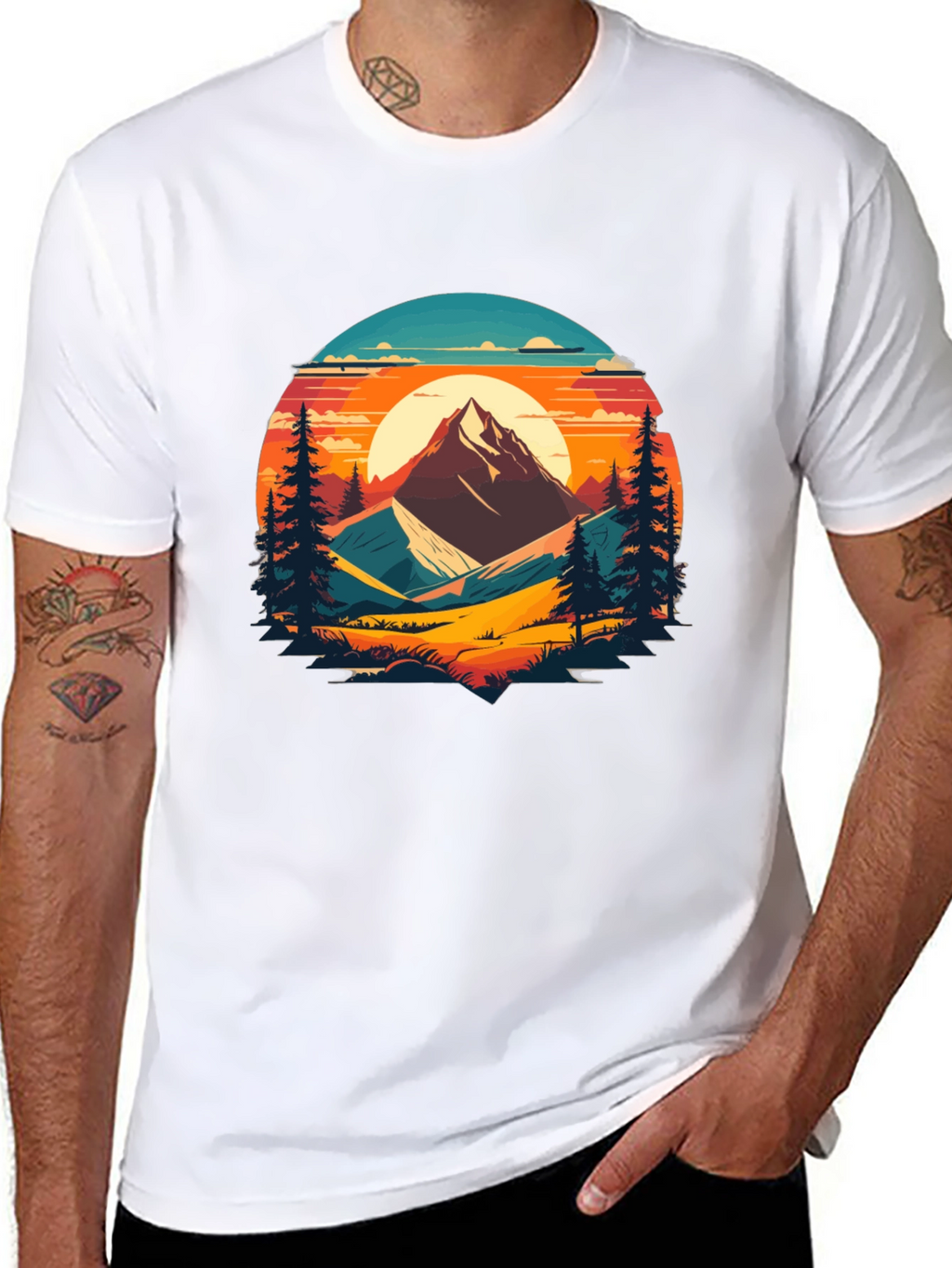 Mountain Sunset Graphic Tee - Nature Lovers T-Shirt