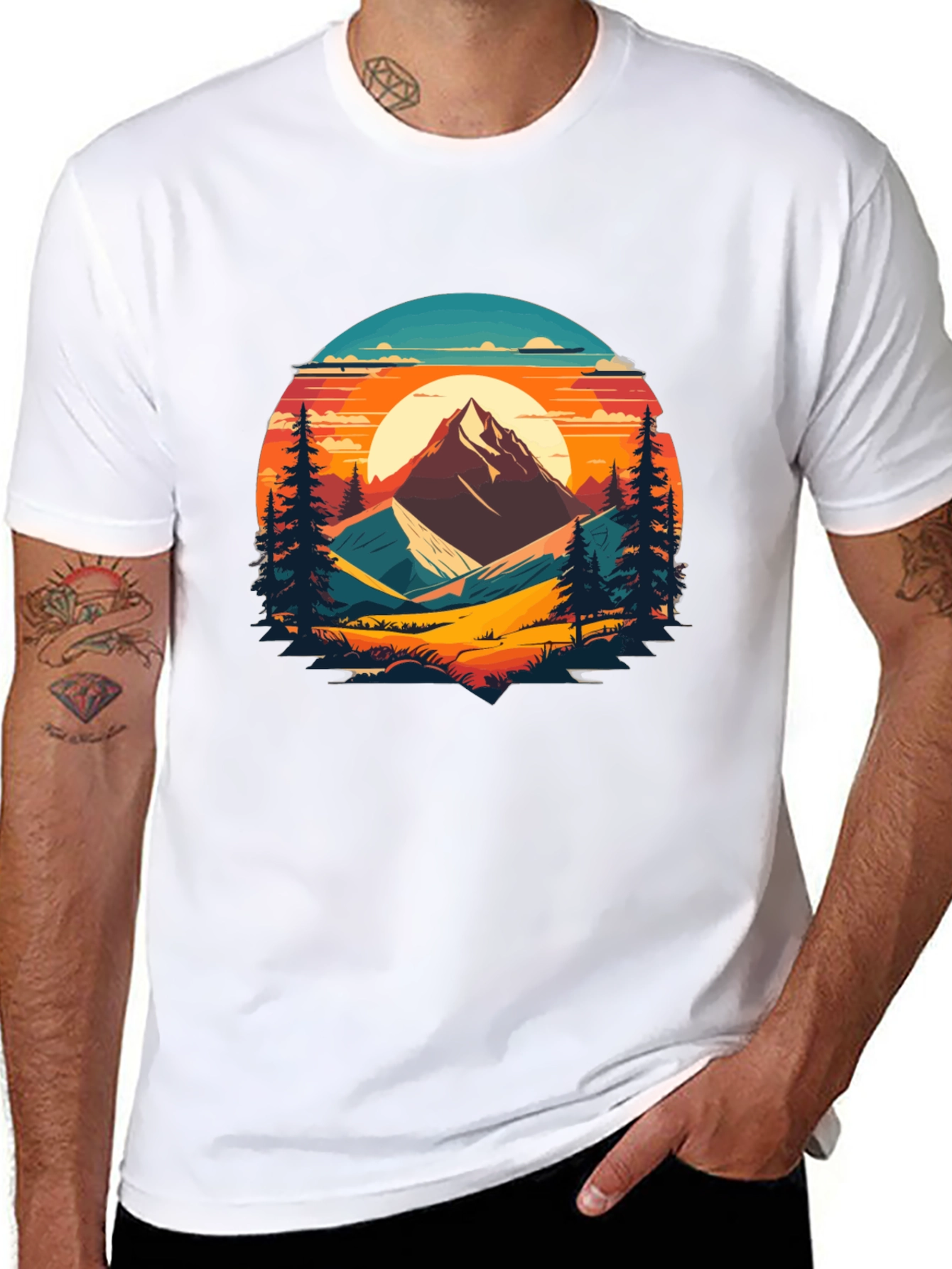 Mountain Sunset Graphic Tee - Nature Lovers T-Shirt